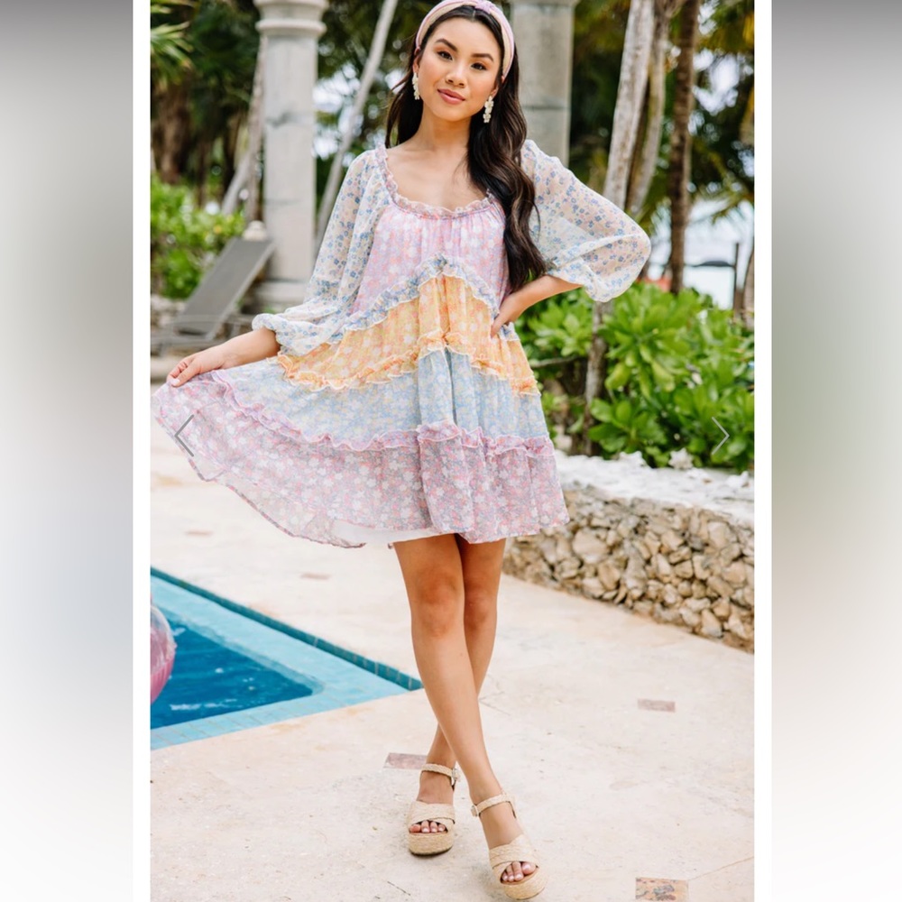 Mint Julep Ditsy Floral Mini Dress